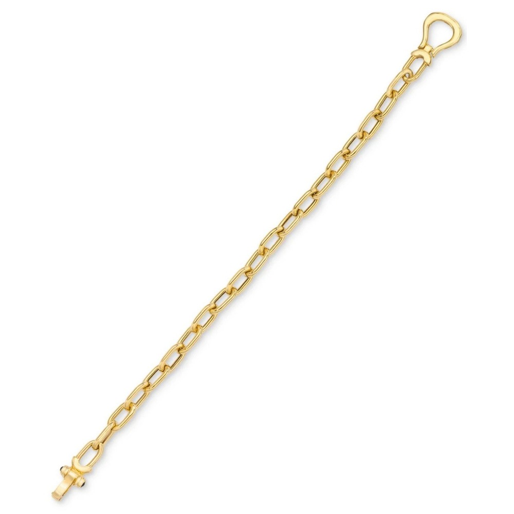 Italian Gold Horseshoe Clasp Paperclip Link Bracelet – 14K Gold-Plated Silver - Picture 3 of 6